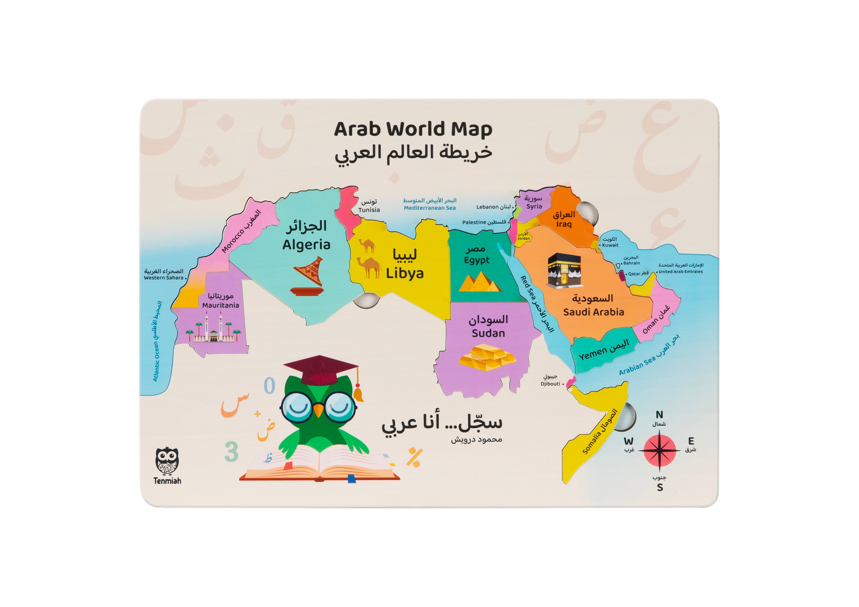 Arab World Map Wooden Puzzle